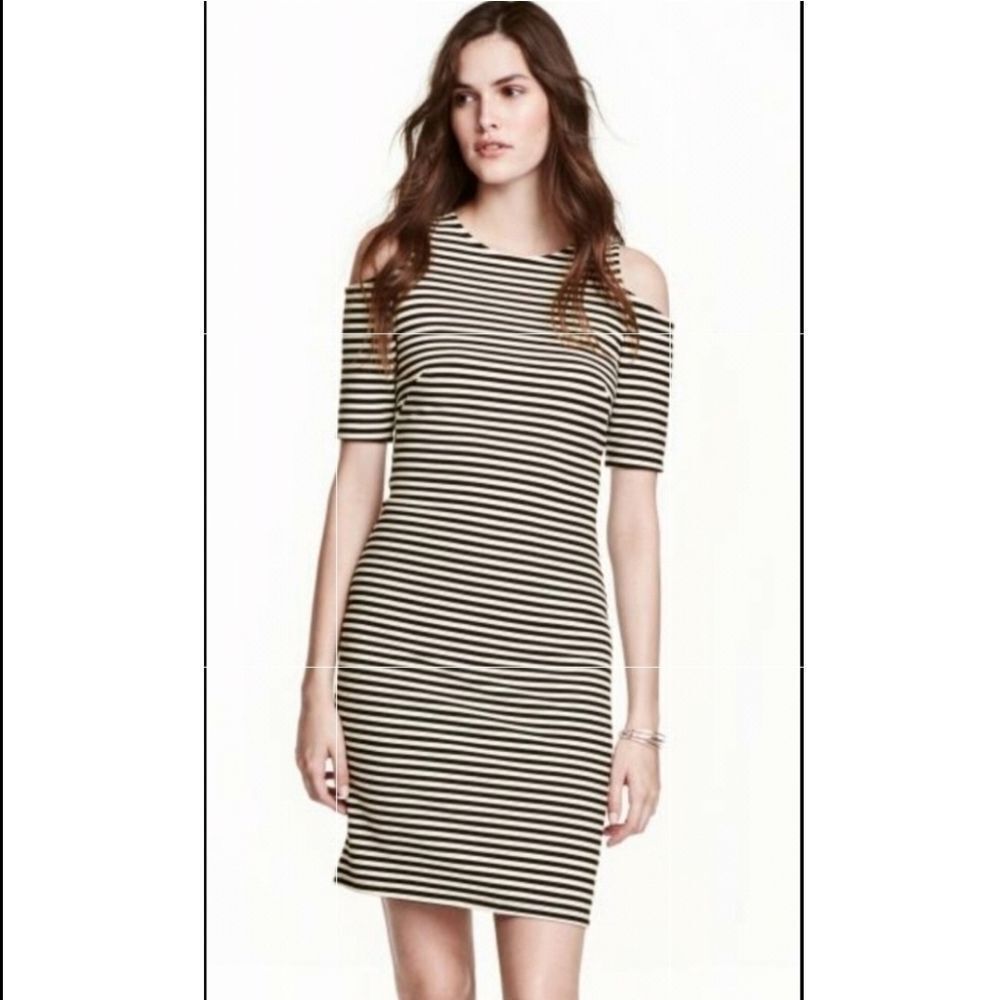 H&M Striped Cold Shoulder Dress Size M